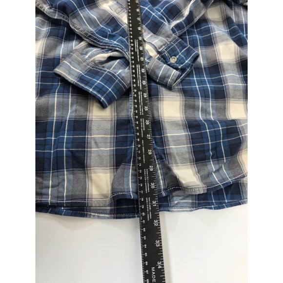 Eddie Bauer Shirt Mens XL Blue Plaid Flannel Long Sleeve Button Up Cotton - Picture 8 of 8
